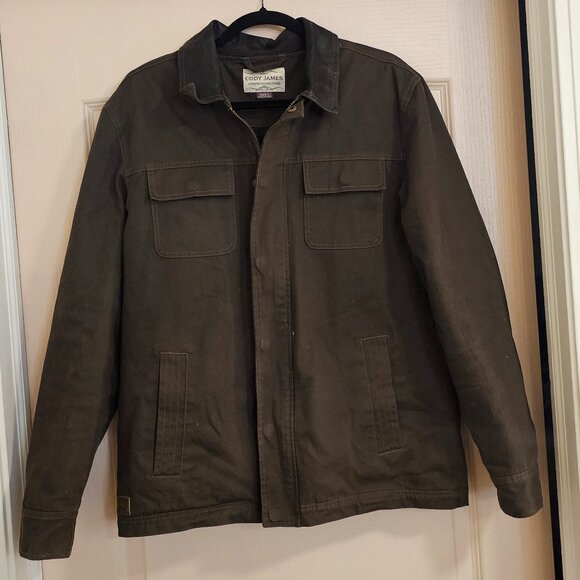 Cody James Western Work Coat Size L Brown Flannel Lined - Picture 1 of 4